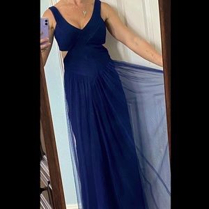 BCBG floor length tulle Navy gown, size 0